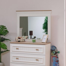 Hanah Home Espejo Decorativo de Tablero de Partículas Crema y Roble